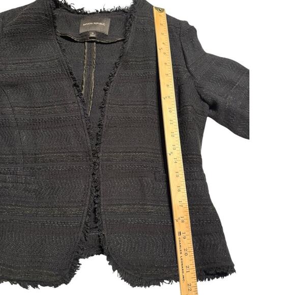 Banana Republic Black Raw Edge Open Front Professional Blazer Size 14 - Picture 9 of 11